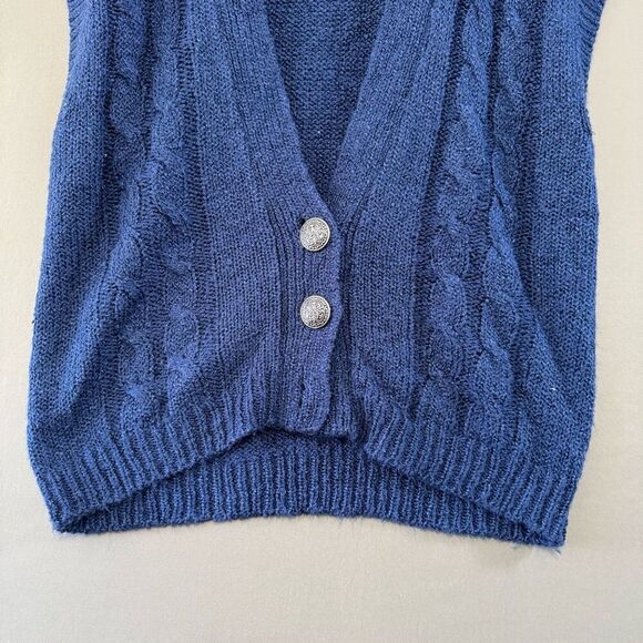 Ashley Hill Women’s Blue Button Up Sweater Vest Size Large 100% Acrylic - Picture 2 of 9